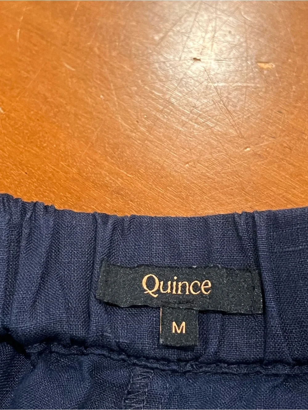 Quince Women’s 100% European Linen Flax Pull-On Pant Medium Navy Relaxed Fit